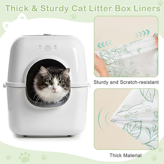 Glittme Cat Litter Box Liners, 30 Count Large Capacity Cat Litter Bags for Automatic Litter Robot 3/4, Thick Cats Kitty Litter Bags with Drawstring