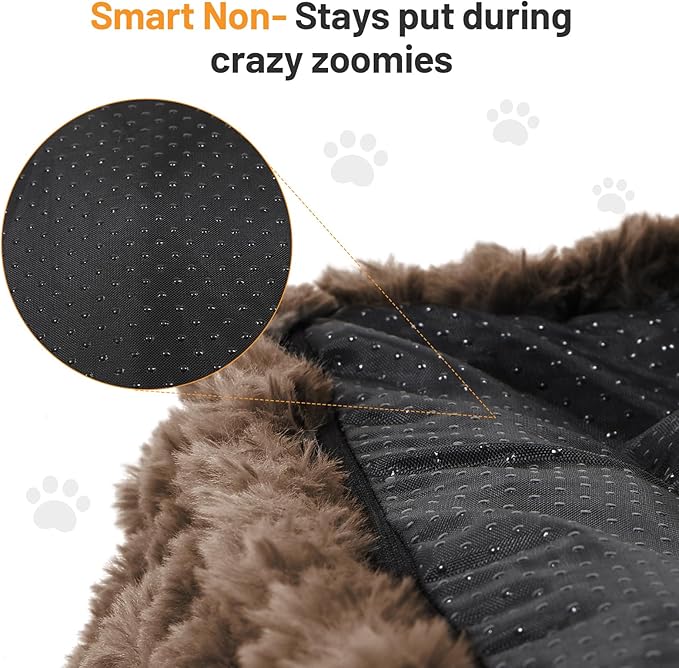 Premium Cat Couch Bed Soft Pet Sofa with Support & Machine Washable Cover, Non-Slip Bottom 23.62 Inch, Dark Brown Cream