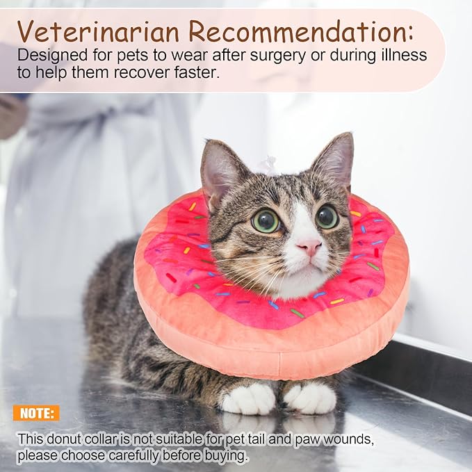 BEAUTYZOO Cat Cone Collars Soft, Cat Recovery E Collars After Surgery to Stop Licking, Adjustable Elizabeth Circle Collar Cute Pet Donut Pillow for Cats Kitten Small Dogs, Pink S
