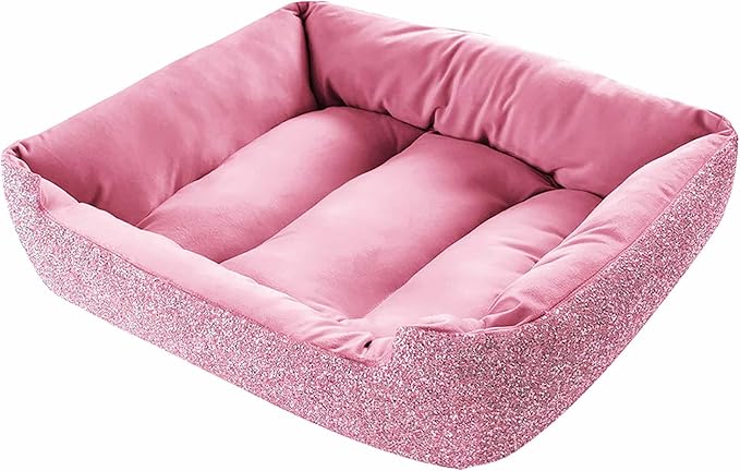 Pet Bed, Sparkling Rhinestones, Soft, Comfortable Velvet, for Lounging Dogs, Cats, Pets, Pink, Small, Sold Individually