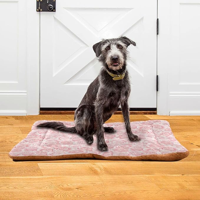 Pet Bed Cream Pink Rose Dog Bed Mat Absorbing Non Slip Pad Pet Sleeping Mat for Small, Medium, and Large Dogs Puppy Cat 36 in x 24 in