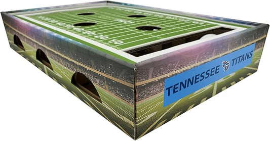 NFL Tennessee Titans Football Field Felt Cat Scratcher & Lounge - Game Day Cat Toy with 2 Jingle Bell Balls