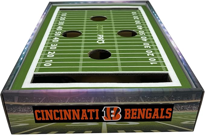 NFL Bengals Football Stadium Cat Scratcher Game Day Cat Toy with 2 Jingle Balls. Field Felt Scratcher Play and Lounge