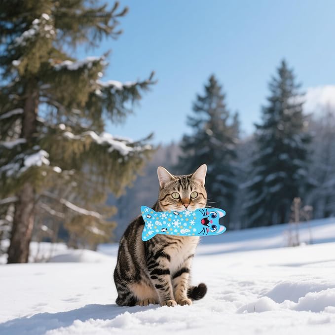 Winter Catnip Toys for Large Cats Adult Indoor Cat Plush Toys Crinkle Kitten Bite Dental Kicker Toy 6 Pcs