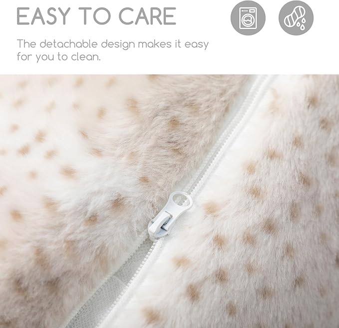 Hollypet Cat Bed Fluffy Plush Mutifuctional Double-Layer Soft Pet Couch Orthopedic Sofa Nest Beds for Small Cats and Dogs, Leopard (21x15x8 inch)