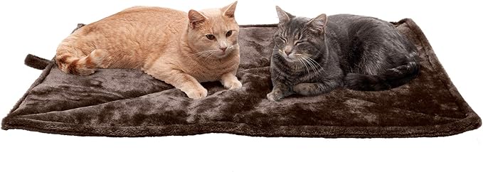 Furhaven ThermaNAP Self-Warming Cat Bed for Indoor Cats & Large/Medium Dogs, Washable & Reflects Body Heat - Quilted Faux Fur Reflective Bed Mat - Espresso, Large