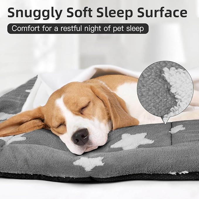 Mora Pets Dog Crate Pad Kennel Dog Bed Mat for Medium Dogs Washable Cute Star Pet Bed for Cage Ultra Soft Flat Puppy Cat Kitten Cushion for Sleeping Anti-Slip Grey 30 x 19