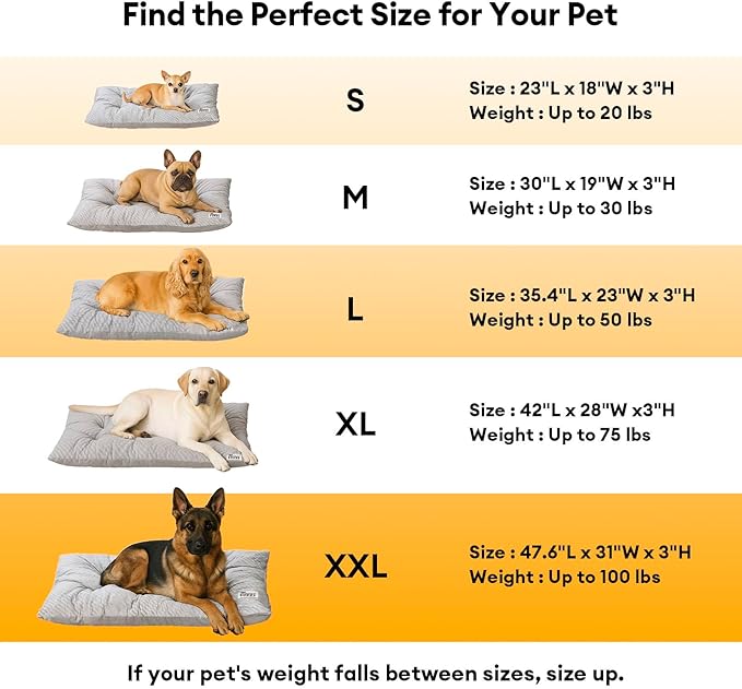 FUNNY FUZZY 2 in 1 Dog Bed Crate Pad Mat, Washable Reversible Floor Sleeping Mats,Fluffy Kennel Pad for Medium Sized Dog,Indoor Cats,Sleeping Mattress, 29.9" × 18.9", Light Grey