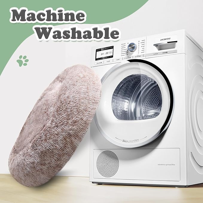 JOLLYVOGUE Dog & Cat Bed, Calming Anti-Anxiety Pet Bed for Small Dogs, Fluffy Donut Cushion for Small and Medium Pets (23")