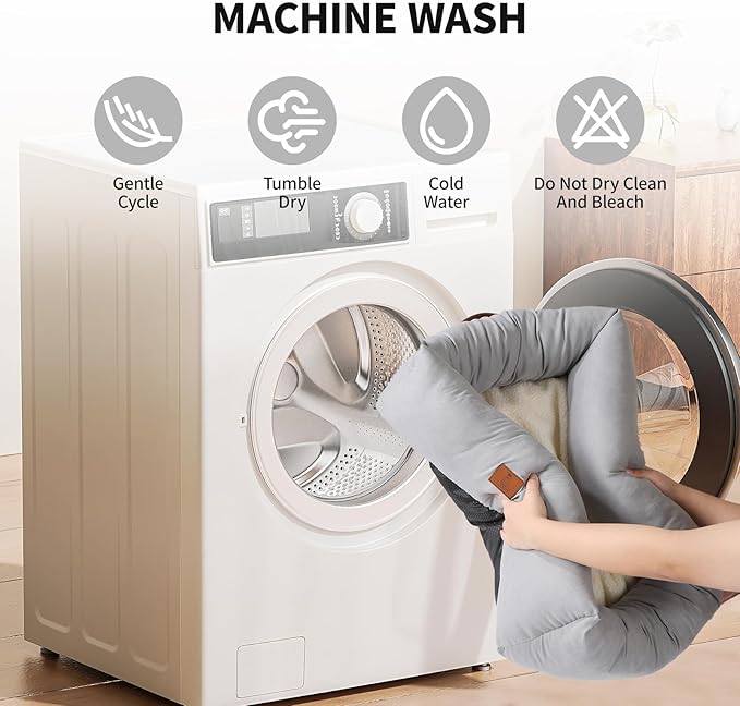 25In Dog Bed for Small Medium Sized Dogs - Washable Rectangle Puppy Bed for Indoor Outdoor, Cozy Pet Bed with Support Pillow & Non-Slip Bottom(Pale Grey, Medium)