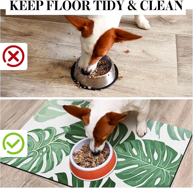 Dog Food Mat for Floors - Absorbent Bowl Mat for Food and Water Dispenser, Quick Dry Pet Supplies for Dogs and Cats