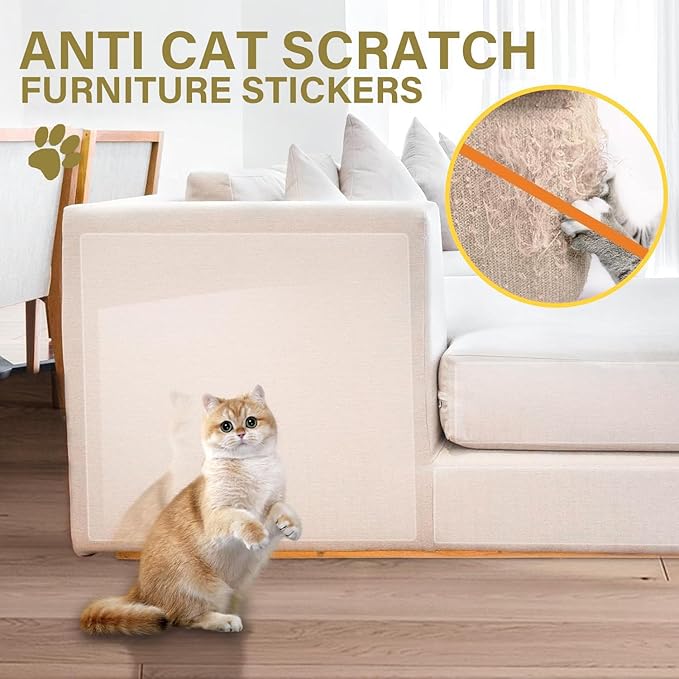 Anti-Cat Scratch Furniture Protector, Flexible Sticky Couch Corner Guard, Thicken Vinyl Cat Scratch Tape (158" x 11.8")