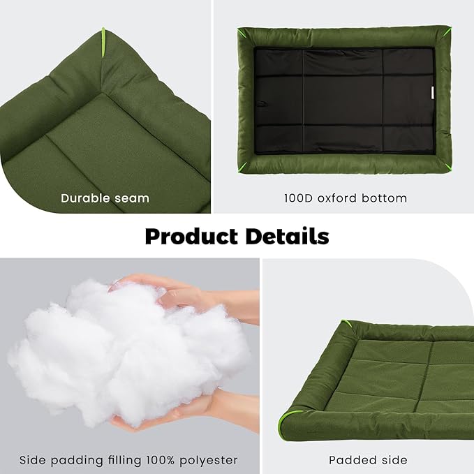 Miguel Oxford 900D Outdoor Waterproof Dog Bed for Metal Dog Crates Water-Resistant All Weather Pet Mat Durable Easy Wipe Clean Travel Indoor Outdoor Puppy Cat Crate Bed 24inch, Green