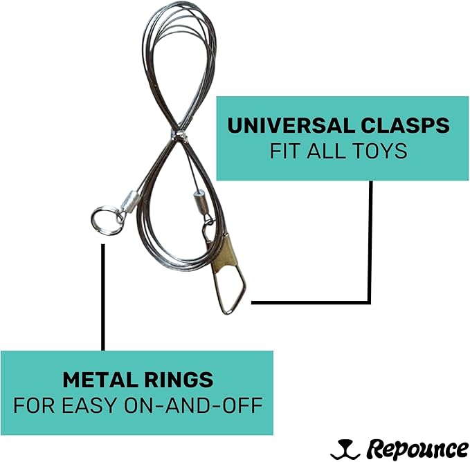 Replacement Strings for Cat Wand Toy - 3-Pieces - Chew-Proof Metal String Wire and 2 Durable Paracord Strings - Heavy Chewers Pack Cat Wand Toy Refill Strings (9 Replacement Strings)