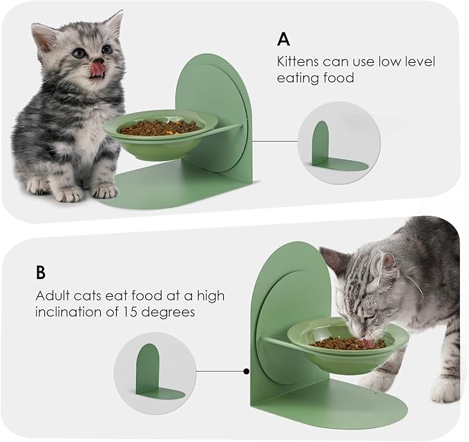 2-Pack Adjustable Cat Bowls with Magnetic Iron Stand & Ceramic Bowls – Dual Height & Angle Adjustable, Non-Slip Design for Comfortable Feeding