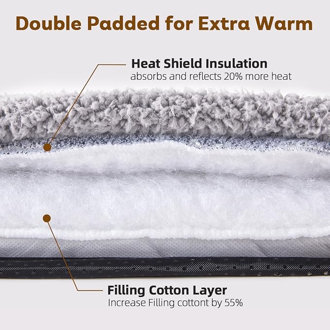 Self Warming Cat Bed Self Heating Pad 24 x 18 inch Thermal Pet mat for Indoor Outdoor Pets Double Filled Cat Mat with Washable Removable Cover Non-Slip Bottom (Light Gray)