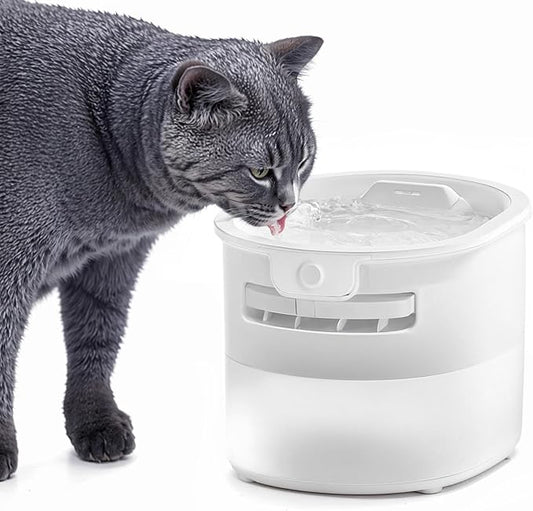Cat Water Fountain 77.8Oz/2.3L Capacity Cat Fountain for Drinking - Wireless, Quiet, Multiple Pets