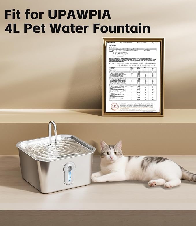Cat Water Fountain Filter Replacement 12 Packs for UPAWPIA 4L Pet Water Foutain 8 Filters & 4 Sponges Water Filter for Cat Fountain