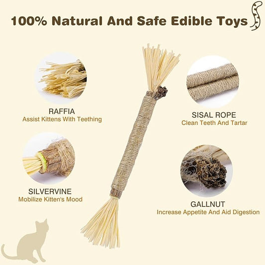 8 Pack Silvervine Sticks for Cats - Cat Chew Toy for Teeth Cleaning, Edible Matatabi Kitty Chew Sticks, Catnip Cat Toys for Indoor Cats