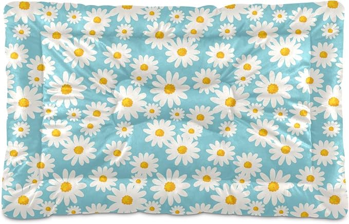 Pet Bed Daisy Floral Dog Bed Mat Absorbing Non Slip Pad Pet Sleeping Mat for Small, Medium, and Large Dogs Puppy Cat 36 in x 24 in