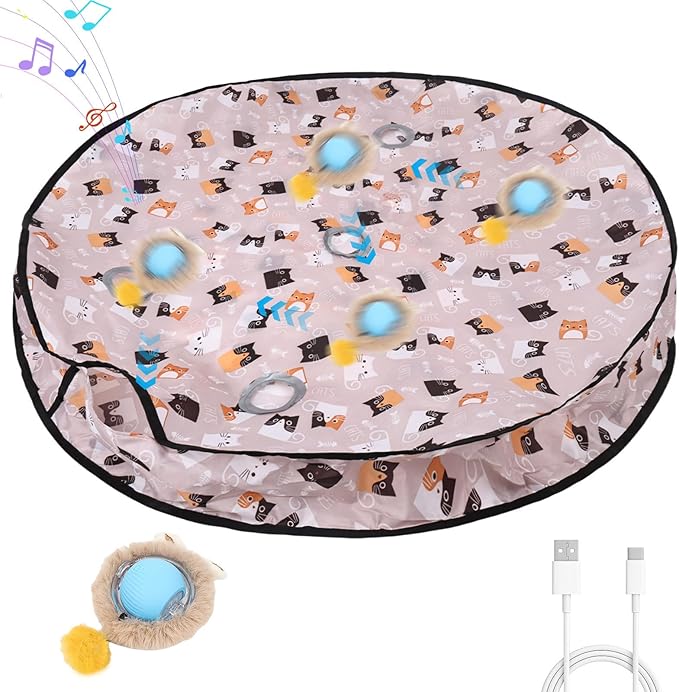 ETACCU Cat Toys,Interactive Cat Toys for Indoor Adult Cats, Automatic Rolling Ball Chase Mate, Stimulates Hunting Instincts, Hide and Seek Mouse Catching Game, 2 Speed for Adult Cats and Kittens