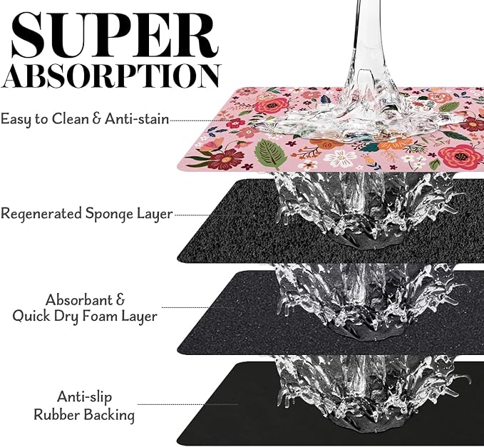 Dog Food Mats for Floors, Absorbent Dog Bowl Mat for Food and Water Dispenser Mat, Quick Dry Cat Food Mat Pet Supplies