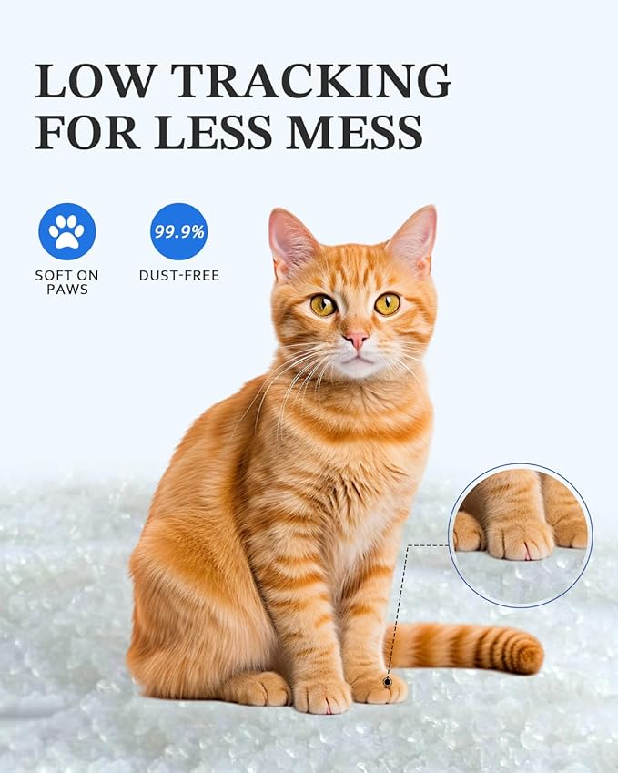 Crystal Cat Litter, 8.6 lb, Rapid Odor & Moisture Absorption Last up to 2 Months, Low Tracking for Less Mess, Unscented Non-Clumping Silica Gel