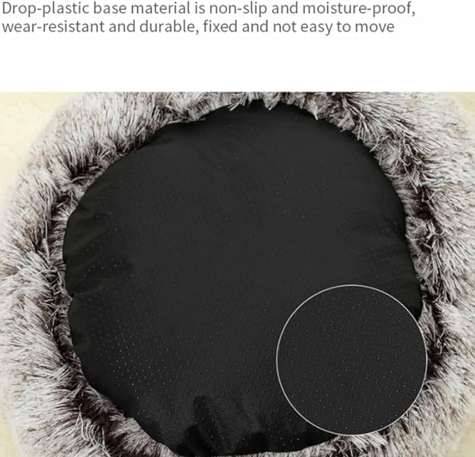 Lapcatz Nest Cat & Dog Bed - Covered Cave & Calming, Round Plush Pet Bed, Washable & Anti-Slip (Large-26in, Grey)