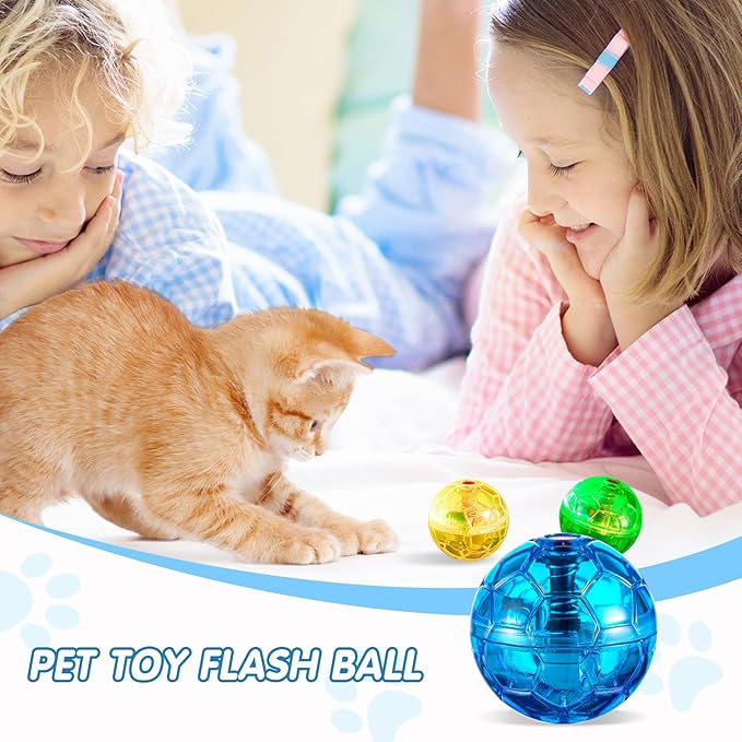Frienda 4 Pieces Ghost Hunting Cat Ball Motion Light up Cat Balls LED Motion Activated Pet Ball Motion Light up Interactive Toys Pet Glowing Mini Running Exercise Ball Toys(Multicolored)