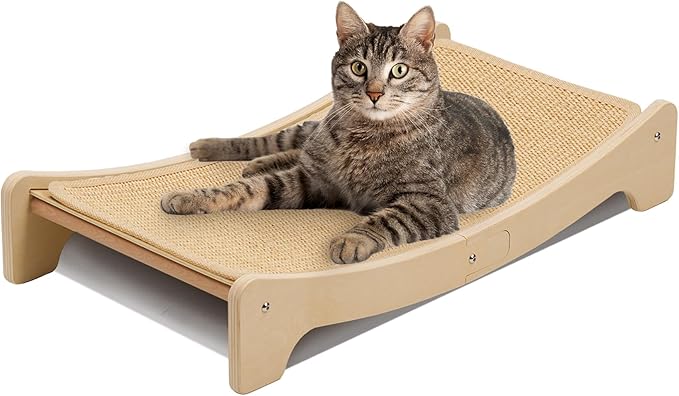 PETKARAY Sisal Cat Scratching Board, Curved Sisal Cat Scratcher, Large Indoor Kitty Scratch Pad, Heavy Duty Arc Lounge Bed for Kitten