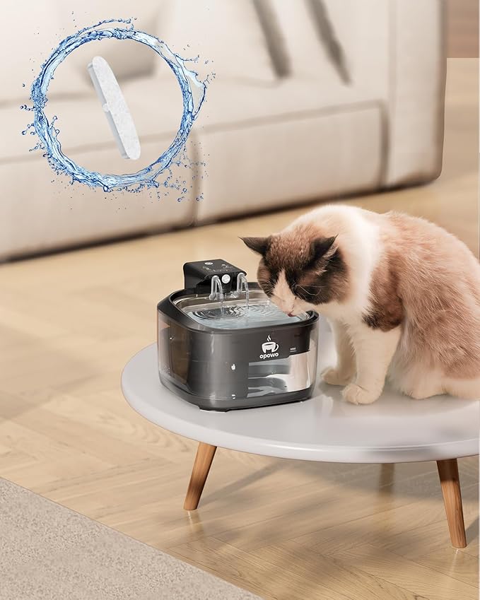 6 Packs Replacement Filters & 6 Packs Pump Filter Sponges for 108oz/3.2L Wireless Cat Water Fountain FT999, 3 Months Set of Replacement Filters, Ivory White