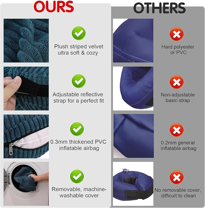 BINGPET Inflatable Dog Cone Collar Alternative After Surgery,Soft Recovery Cone for Dogs to Stop Licking,Protective Neck Donut E Collar Adjustable for Small Medium Large Dogs & Cats(Navy Blue,XL)