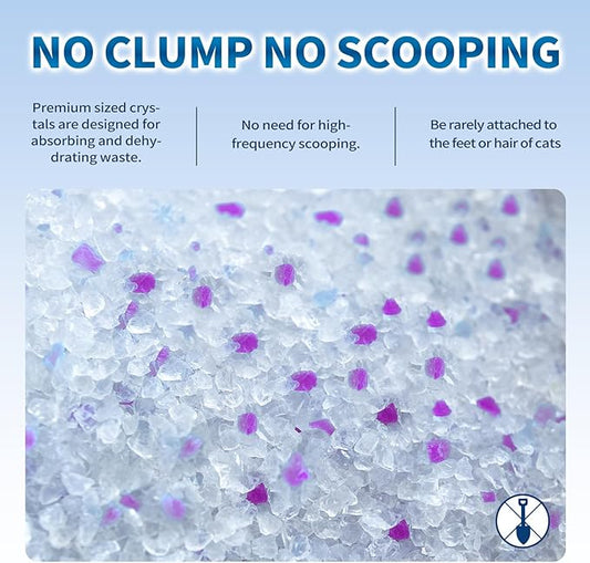 Made4Pets Cat Litter Crystals, Non Clumping Cat Litter Odor Control Kitty Litter Non Clumping No scooping Low Dust, Low Tracking, Lightweight, Dehydrates Waste, Lavender – 8.6 lbs (2 x 4.3 lb Packs)