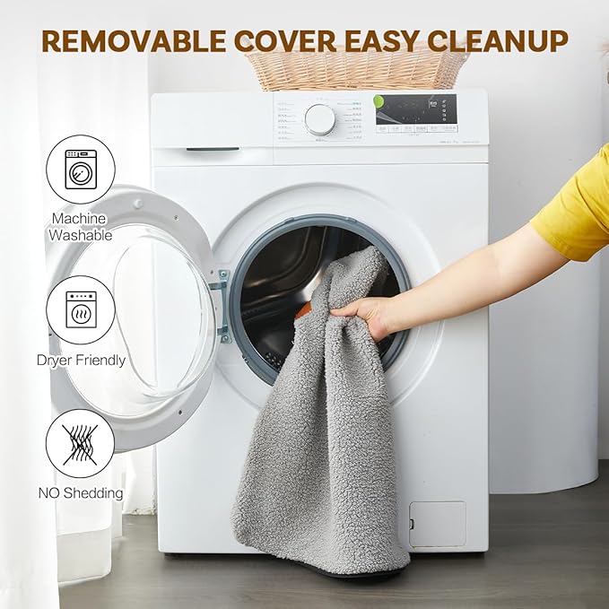 Self Warming Cat Bed Self Heating Pad 29 x 19 inch Thermal Pet mat for Indoor Outdoor Pets Double Filled Cat Mat with Washable Removable Cover Non-Slip Bottom (Light Gray)