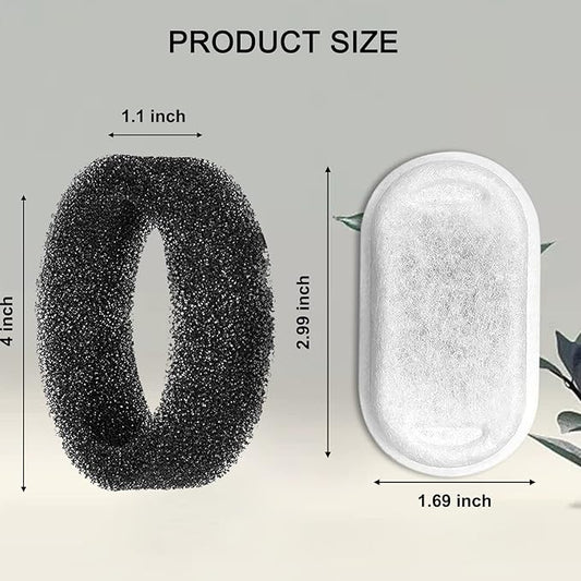 Cat Water Fountain Filters for 108/3.2L& 67oz/2L Stainless Steel Pet Water Dispenser,16 Cat Fountain Filter Replacement with 16 Sponges (16 Filters&16 Sponges)