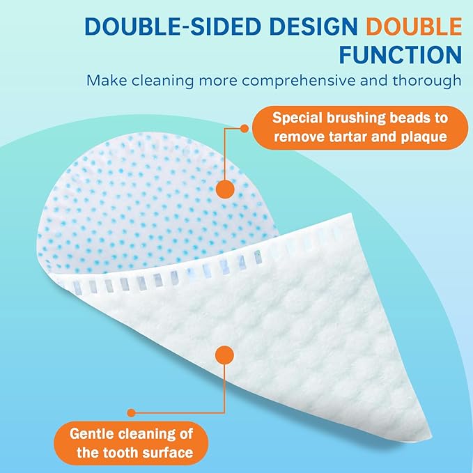 PET Teeth Cleaning Wipes for Dogs & Cats,Gentle Pet Dental Care Wipes with Massaging Micro-Brushing Beads, Remove Bad Breath & Plaque.Dog Toothbrush & Tooth Brushing Kit-Unscented
