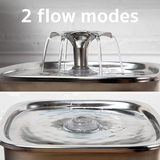 Veken Innovation Award Winner Stainless Steel Cat Water Fountain, 95oz/2.8L Automatic Pet Fountain Dog Water Dispenser with Replacement Filters & Silicone Mat for Cats, Dogs, Multiple Pets (Tea Green)