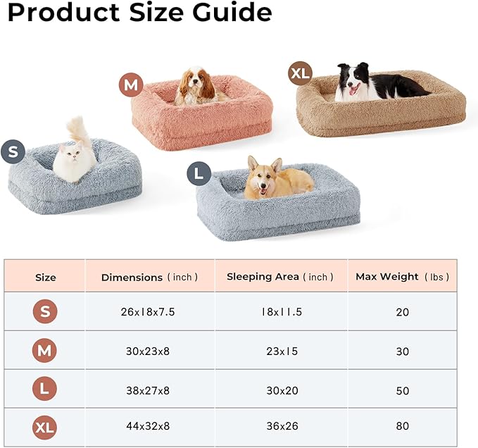 Calming Dog Beds for Large Sized Dogs - Orthopedic Fluffy Pet Bed, Donut Waterproof Pet Sofa with Washable Removable Cover, Supportive Egg Foam and Nonskid Bottom, Camel