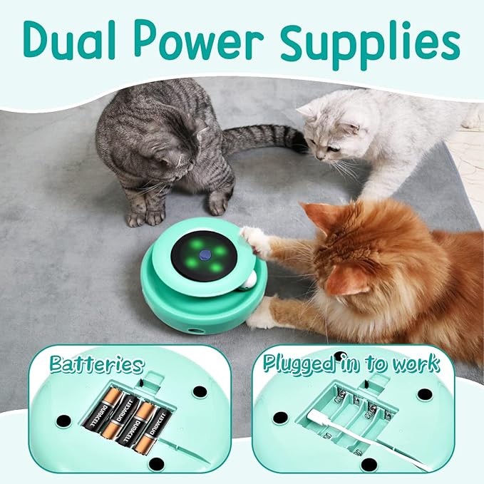 ORSDA Cat Toys 2-in-1 Interactive Cat Toys for Indoor Cats, Automatic Cat Toy Balls, Mice Toys Ambush Feather Kitten Toys with 7pcs Attachments, Dual Power Supplies, Adjustable Speed, Auto On/Off