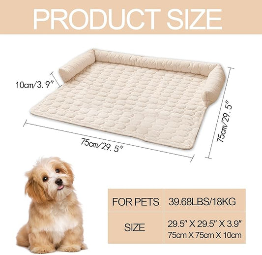 Dog Bed Mat - Washable Pet Furniture Protector with Anti-Slip Bottom for Small Dogs and Cat(White)
