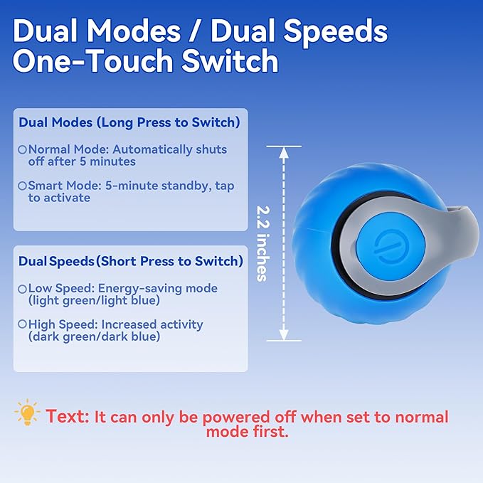 Vrurc Interactive Cat Toy Ball-Speedy with Feather & 3 Tails,Motion Activated Auto Roll,2 Speeds Rechargeable,Indoor Cat Stimulation, Enrichment,Keeps Busy,Durable (Blue)