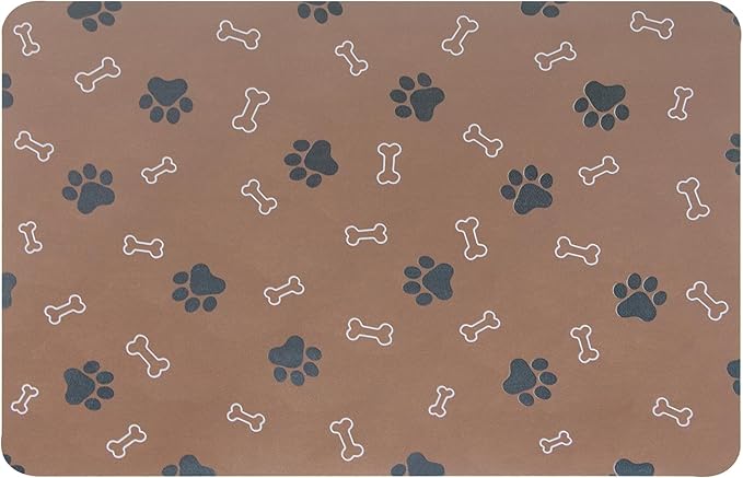 Pet Cat Dog Food Mat Non Slip Mat for Dog Water Bowl Mat Quick Dry Absorbent Cat Feeding Mat, 32 * 17 in, Brown