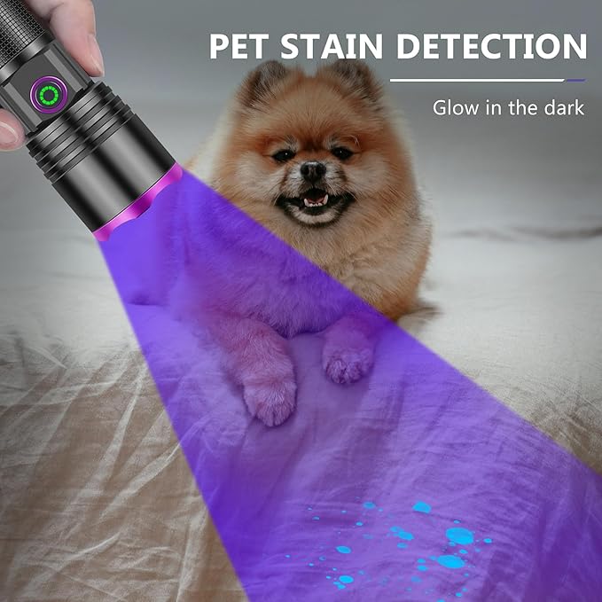 XLENTGEN 20W UV Light Flashlight 365nm, Black Light Ultraviolet Flashlights, for Resin Curing Fishing, Dry Glue, Fluorescent, Scorpion, Rockhounding, Pet Urine Detector