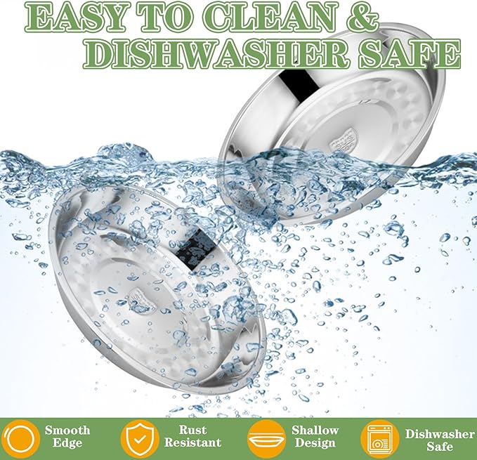 3Packs Cat-Bowls Cat Food Bowl - 6.2 Inch 304 Stainless Steel Cats Feed Bowl for Indoor Cats Shallow and Wide Wet Food Plate Pet Feeding Whisker Fatigue Relief Pet Plate for Kitten Puppy Small Dog