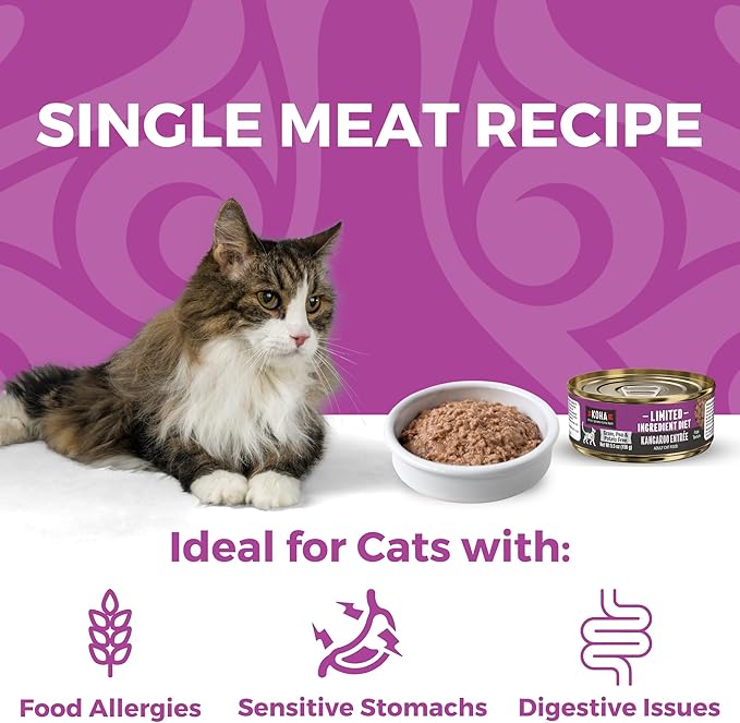 KOHA Limited Ingredient Diet Kangaroo Pate for Cats - Single Meat Cat Food for Sensitive Stomachs - Pate Kangaroo Cat Food with No Fillers - 5.5 oz Pack of 24