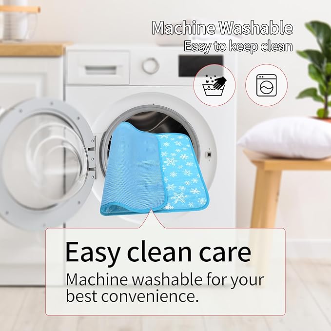 NACOCO Summer Pet Cooling Mat - Cat Dog Cushion Pad Sleeping Cool Snowflake Comfortable Soft for Pets Kids and Adults (Blue Snowflake, M)