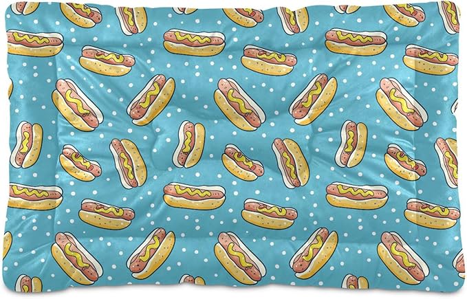 Hot Dog Pet Bed Cute Dog Bed Mat Absorbing Non Slip Pad Pet Sleeping Mat for Small, Medium, and Large Dogs Puppy Cat 24 in x 18 in