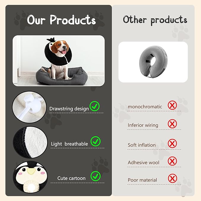 Adjustable cat Cone Collar Soft to Stop Licking After Surgery for Kitten, Alternative to Cone of Shame cat, Donut Cone for Cats, pet Elizabethan Collar (Penguin, Medium)