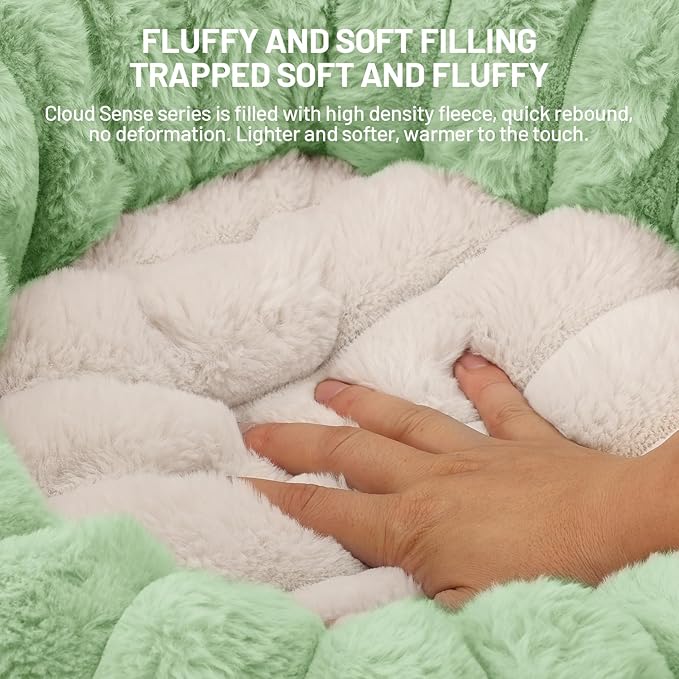 Fluffy Round Washable Flower Cat Couch Bed Cozy Donut Pet Bed Calming Cushion Dog Bed Mat for Medium Large Dog Indoor