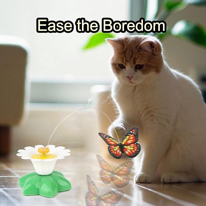 Hypeety Interactive Cat Toys Funny Electric Rotating Butterfly Steel Wire Pet Cat Kitten Teaser Toy for Indoor Cats (Color Random, Without Batteries)